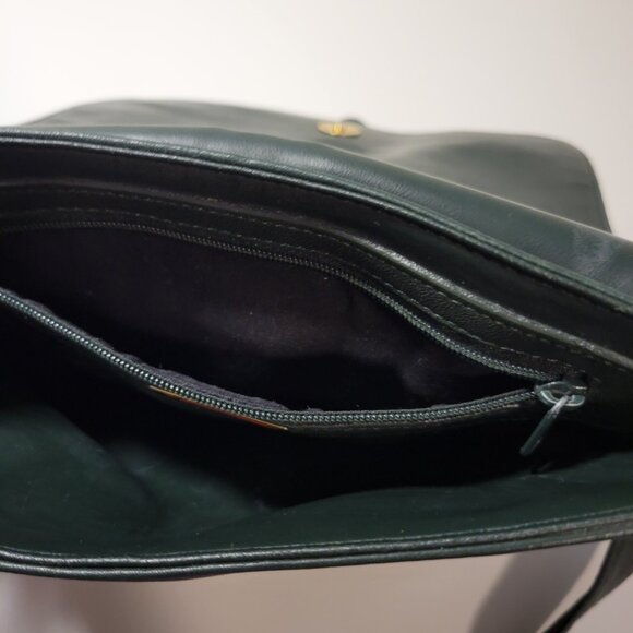 Vintage Talbots Dark Forest Green Cross-body Leather Purse - Picture 6 of 14